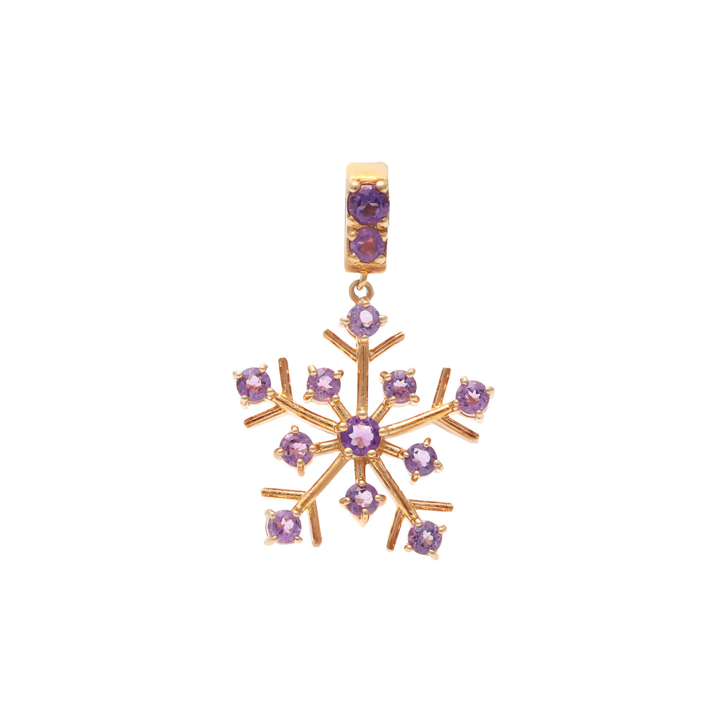 Amethyst snowflake pendant in 18K gold plated sterling silver by Jewelry By Crimson