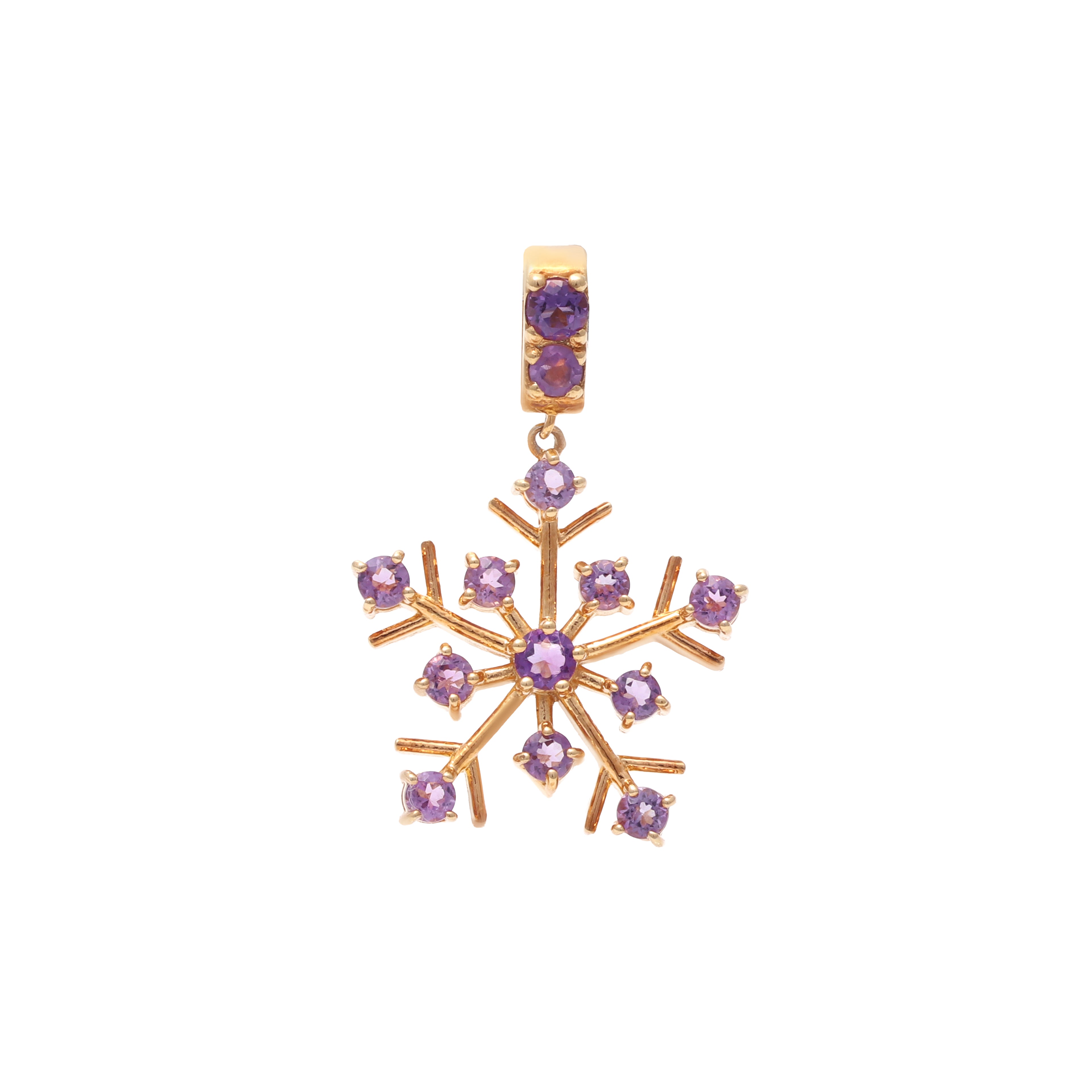 Amethyst snowflake pendant in 18K gold plated sterling silver by Jewelry By Crimson