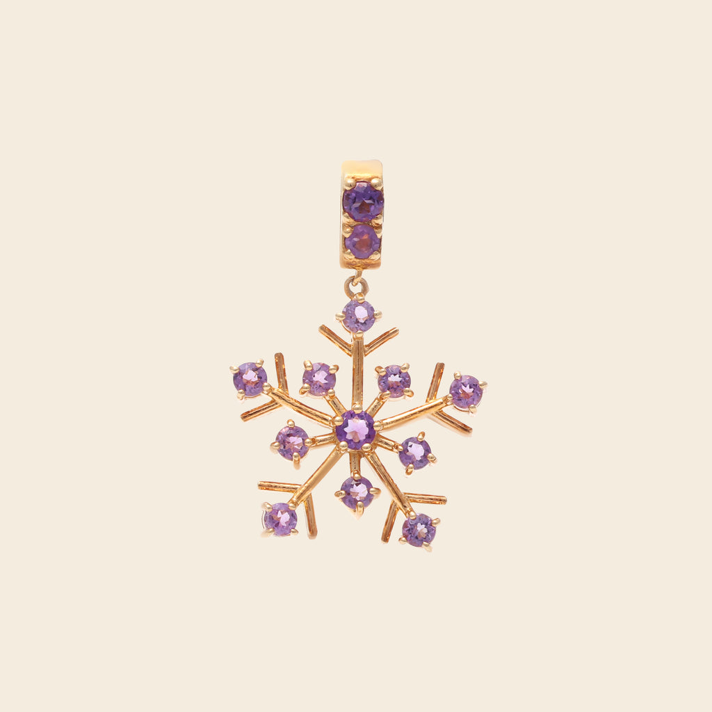 February birthstone amethyst snowflake pendant