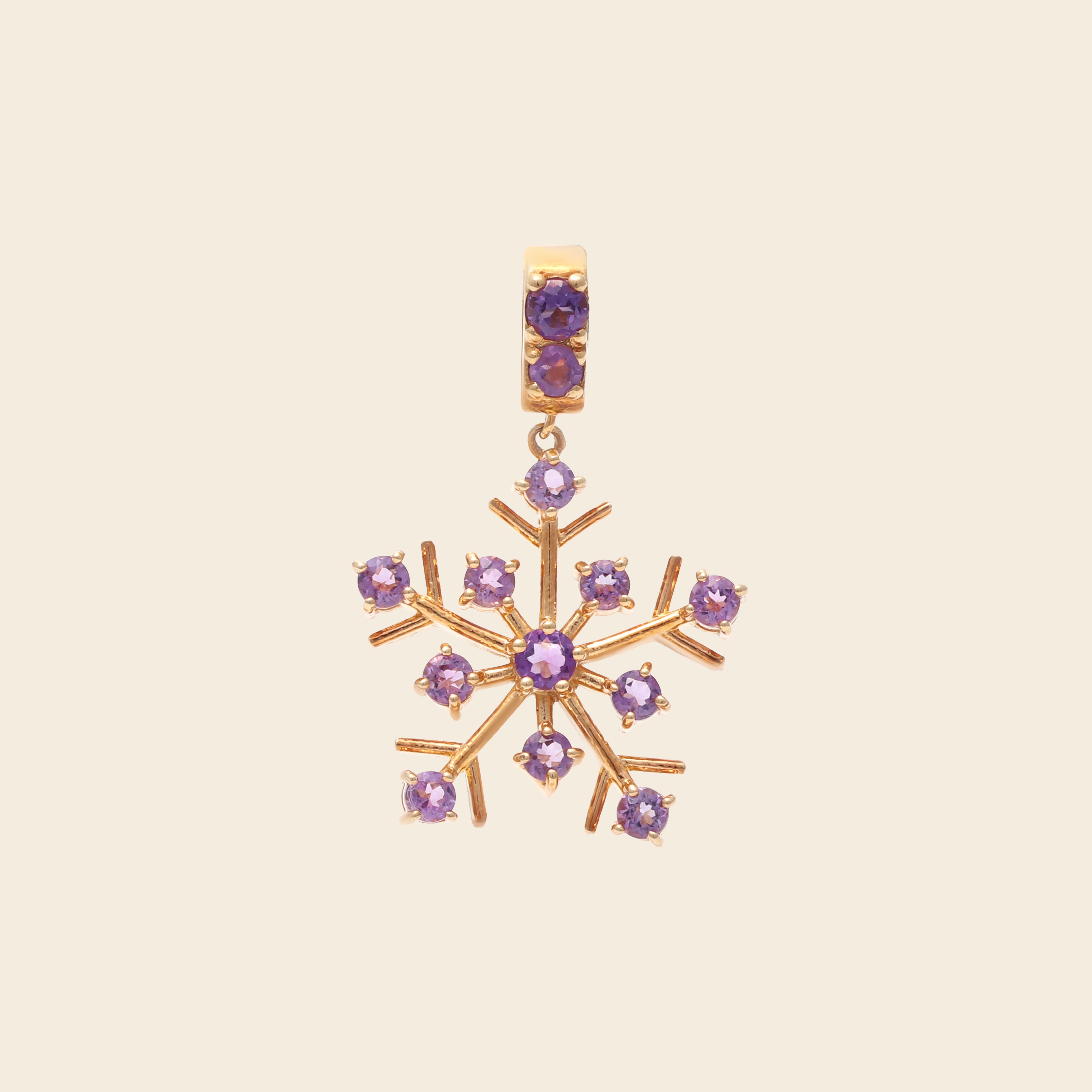 February birthstone amethyst snowflake pendant