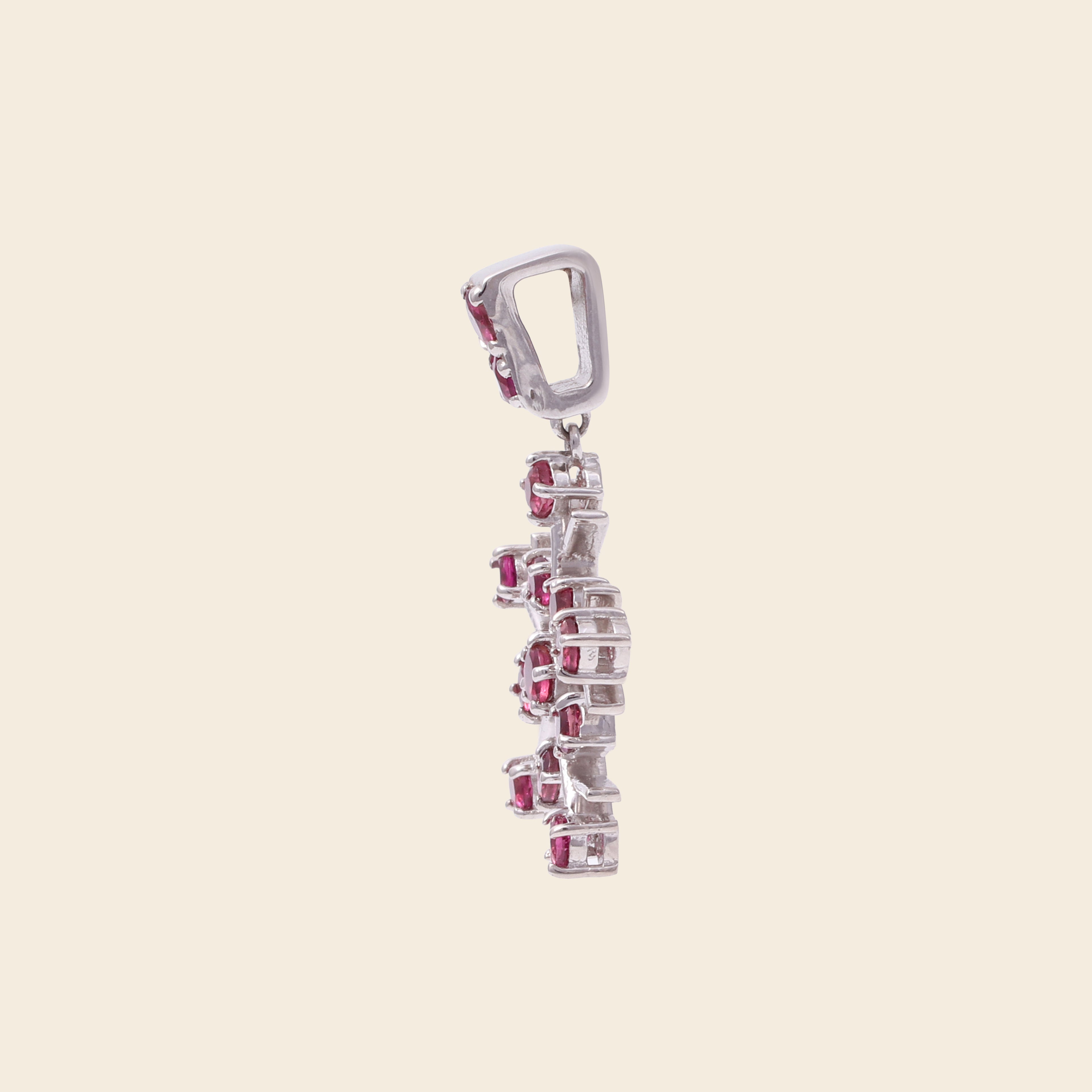 Pink tourmaline snowflake pendant in sterling silver — packaging view