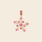 Ruby Snowflake Pendant Necklace Charm in 18K Gold