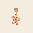 Ruby Snowflake Pendant Necklace Charm in 18K Gold