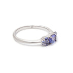 Tanzanite gemstone band ring in sterling silver — side view