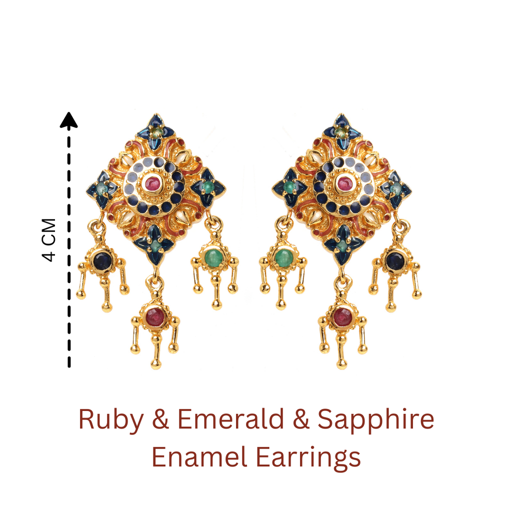 Statement gemstone earrings in sterling silver with multicolor gems