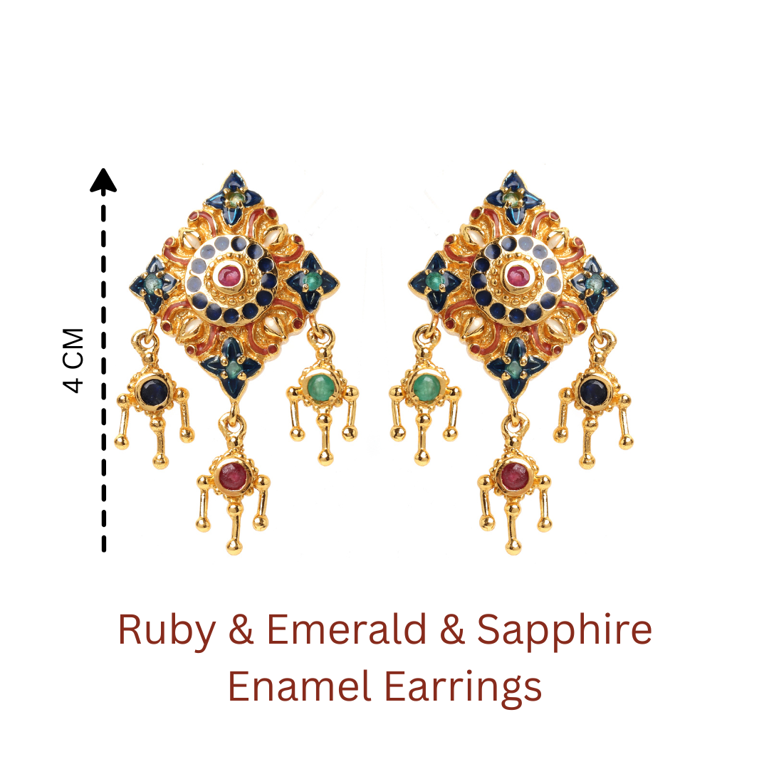 Statement gemstone earrings in sterling silver with multicolor gems