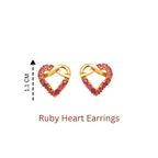 Romantic heart shaped ruby earrings for women