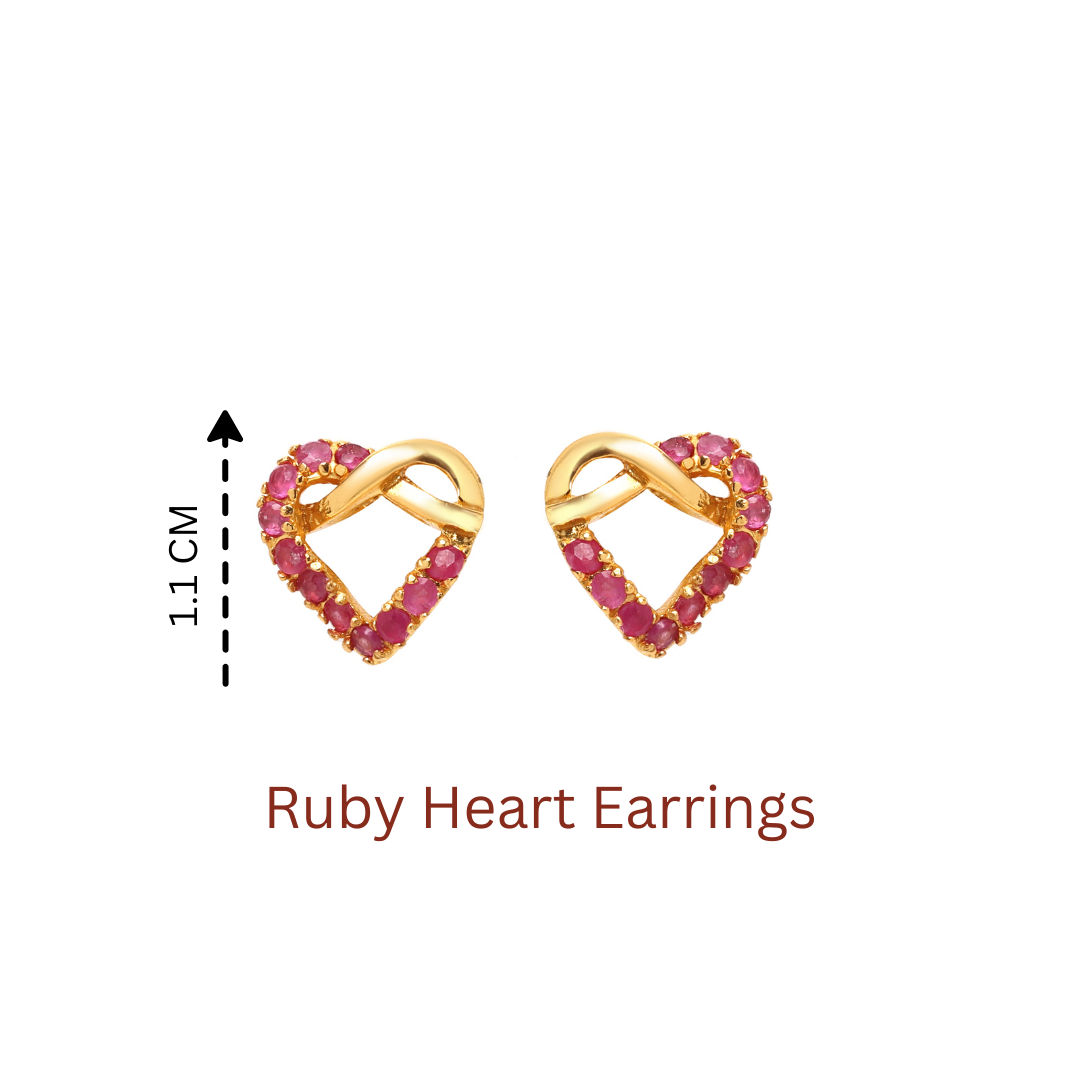 Romantic heart shaped ruby earrings for women