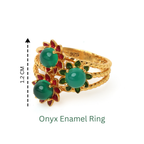 Gold plated sterling silver ring with green onyx