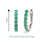 Natural Emerald Hoop Earrings in 925 Sterling Silver