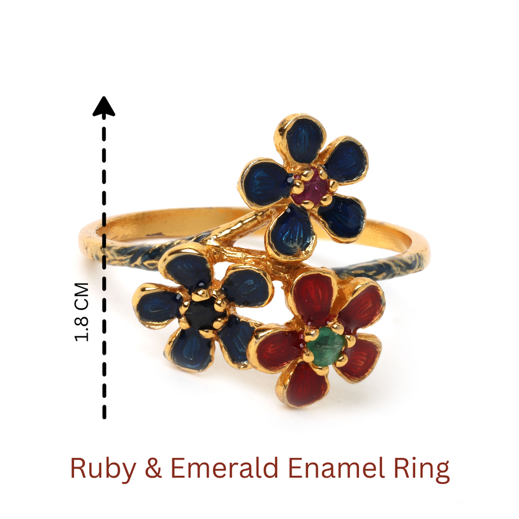 Gold plated sterling silver floral gemstone ring