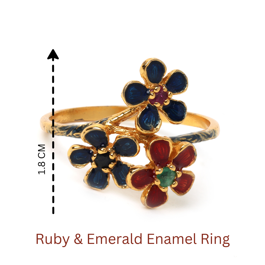 Gold plated sterling silver floral gemstone ring