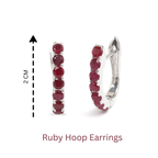 Natural Ruby Hoop Earrings in 925 Sterling Silver
