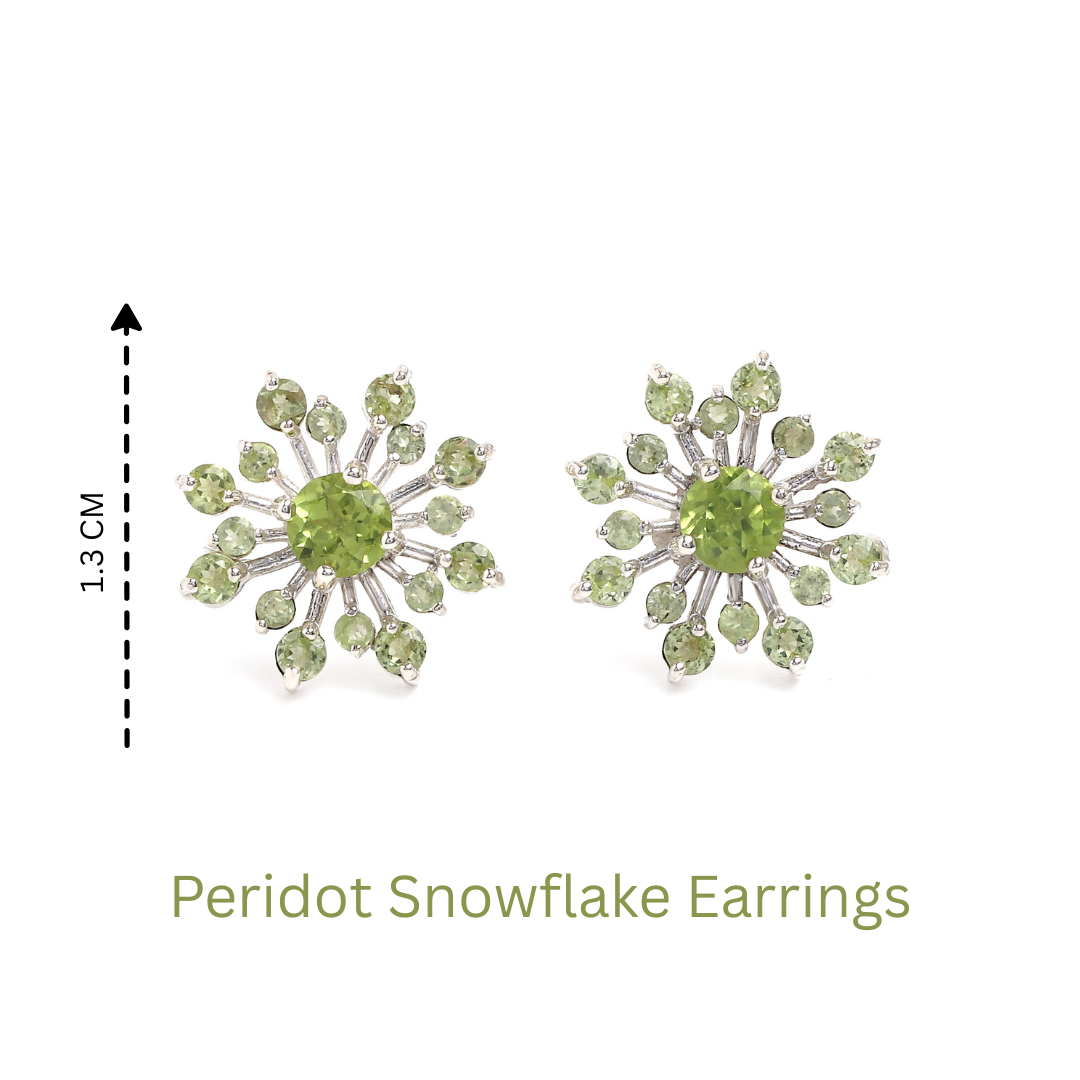 Natural Peridot Stud Earrings in 925 Sterling Silver