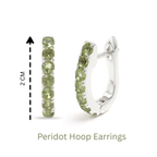 Natural Peridot Hoop Earrings in 925 Sterling Silver