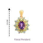 Amethyst, Peridot & Blue Topaz Flower Cluster Pendant in 18K Gold-Plated Sterling Silver