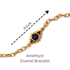 Amethyst gemstone bracelet with black and green enamel accents