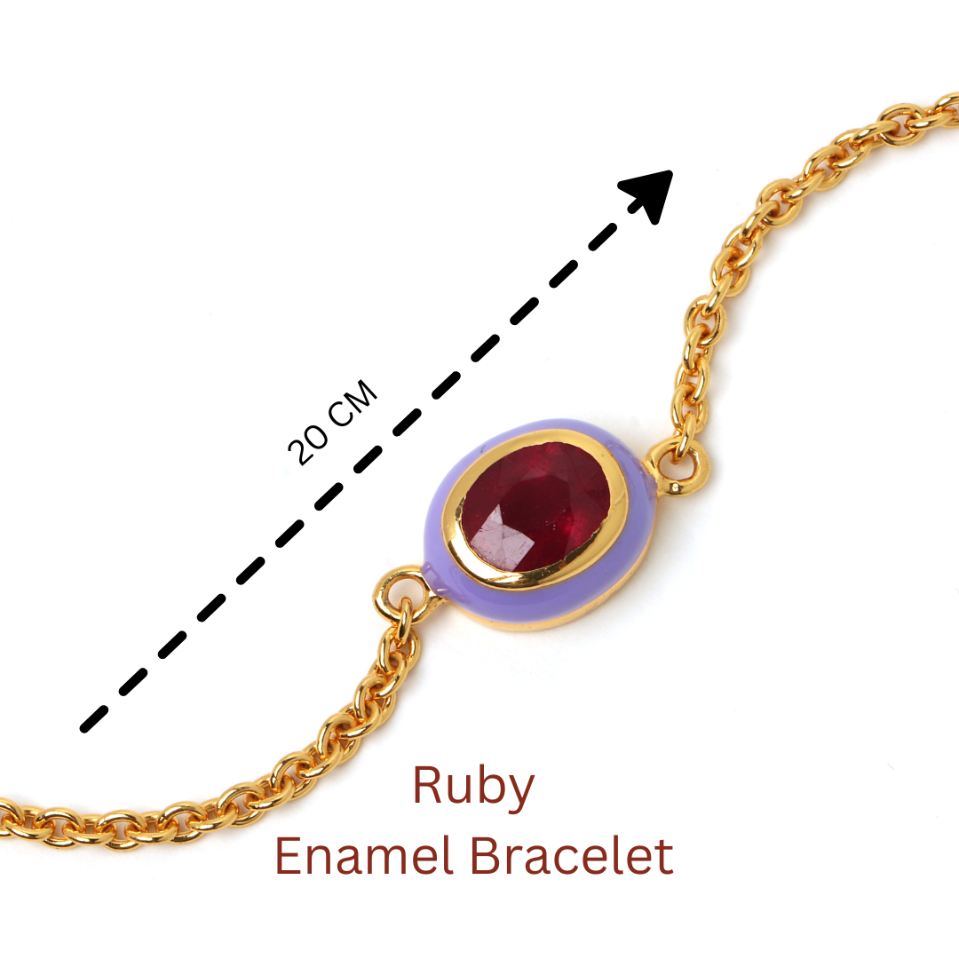 Minimalist ruby bracelet with purple enamel accents