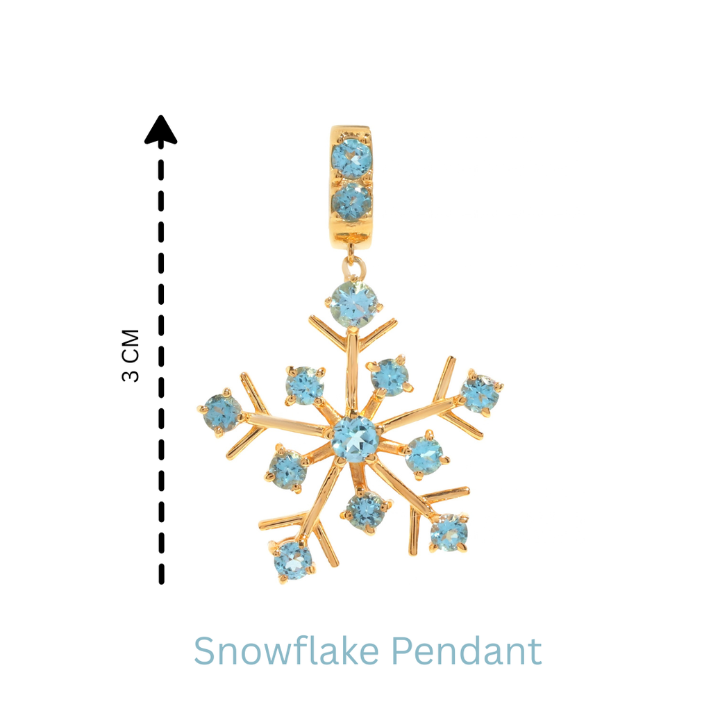 Natural Blue Topaz Snowflake Pendant in 18K Gold-Plated Sterling Silver