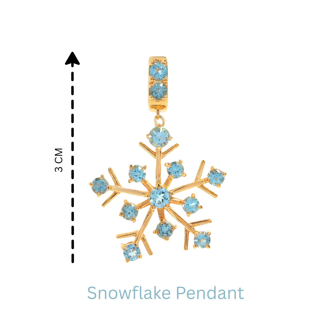Natural Blue Topaz Snowflake Pendant in 18K Gold-Plated Sterling Silver