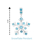 Natural Blue Topaz Snowflake Pendant in 925 Sterling Silver