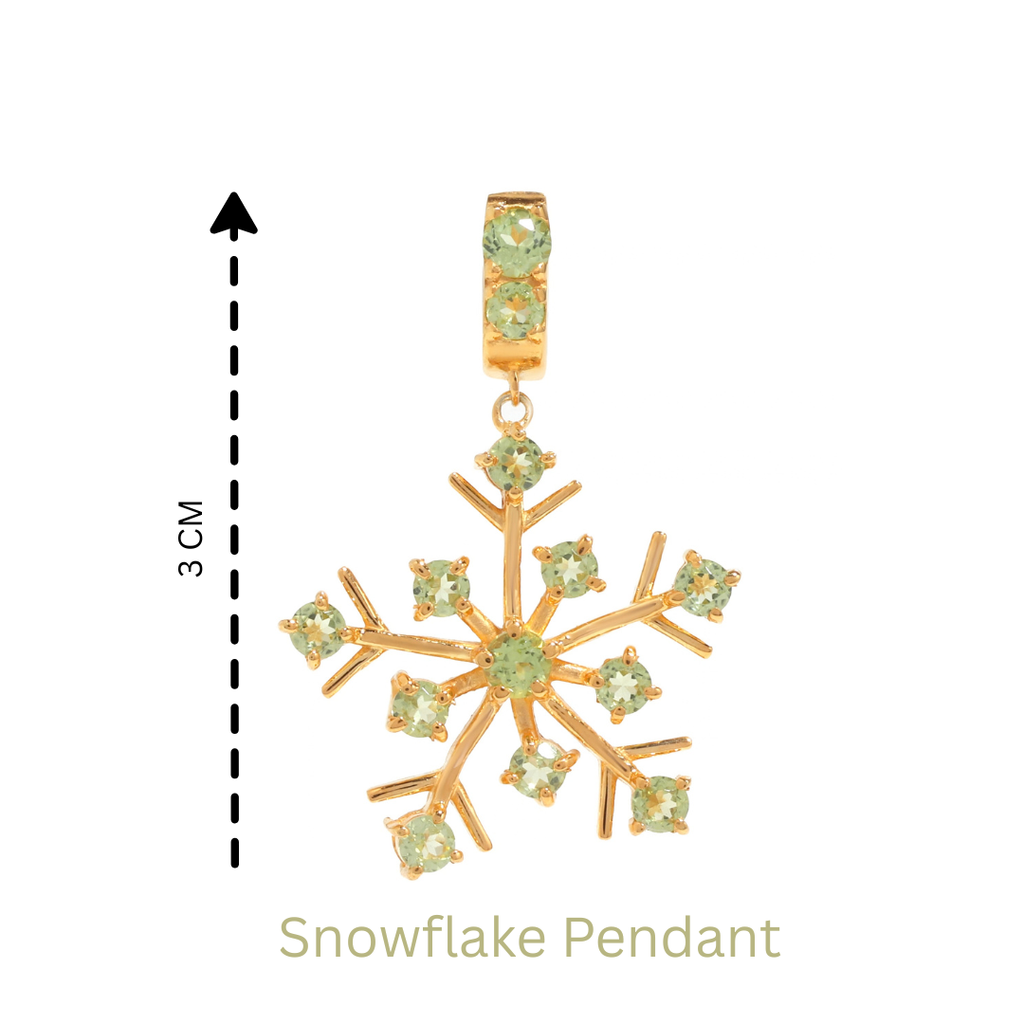 Natural Peridot Snowflake Pendant in 18K Gold-Plated Sterling Silver