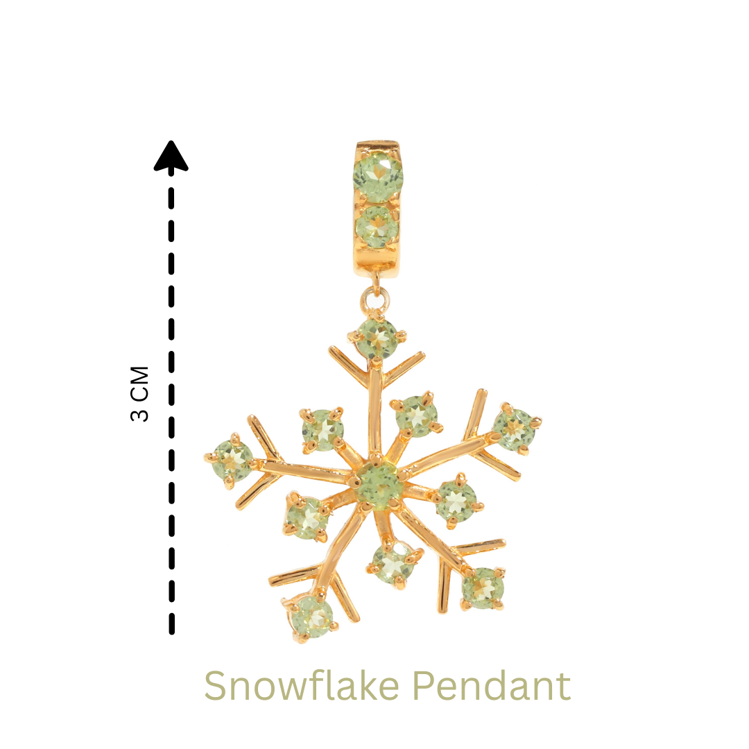 Natural Peridot Snowflake Pendant in 18K Gold-Plated Sterling Silver