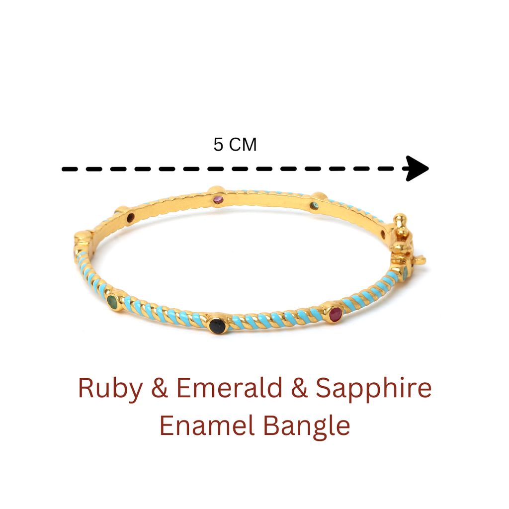 Elegant blue enamel gemstone bracelet for women