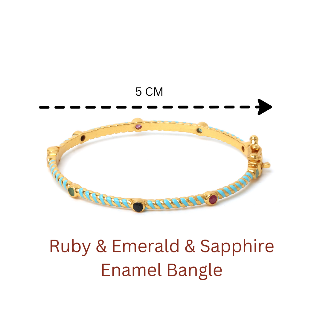 Elegant blue enamel gemstone bracelet for women