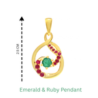 Emerald & Ruby Twisted Pendant in 18K Gold-Plated Sterling Silver