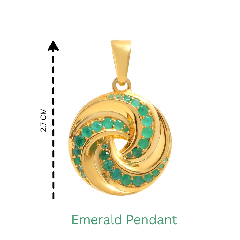 Luxury Emerald Twisted Pendant in 18K Gold-Plated Sterling Silver