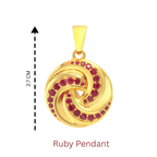 Luxury Ruby Twisted Pendant in 18K Gold-Plated Sterling Silver