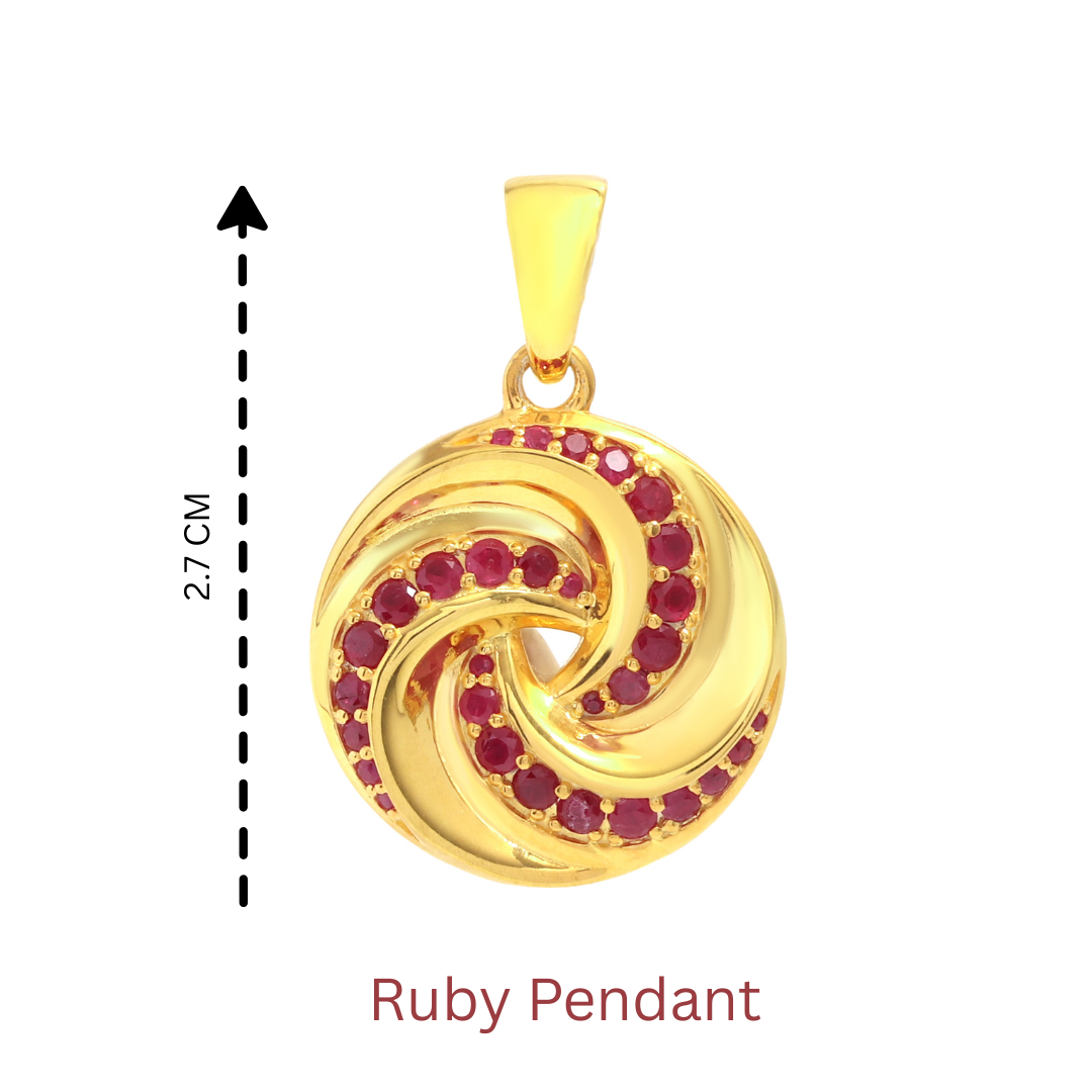 Luxury Ruby Twisted Pendant in 18K Gold-Plated Sterling Silver