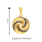 Luxury Blue Sapphire Twisted Pendant in 18K Gold-Plated Sterling Silver