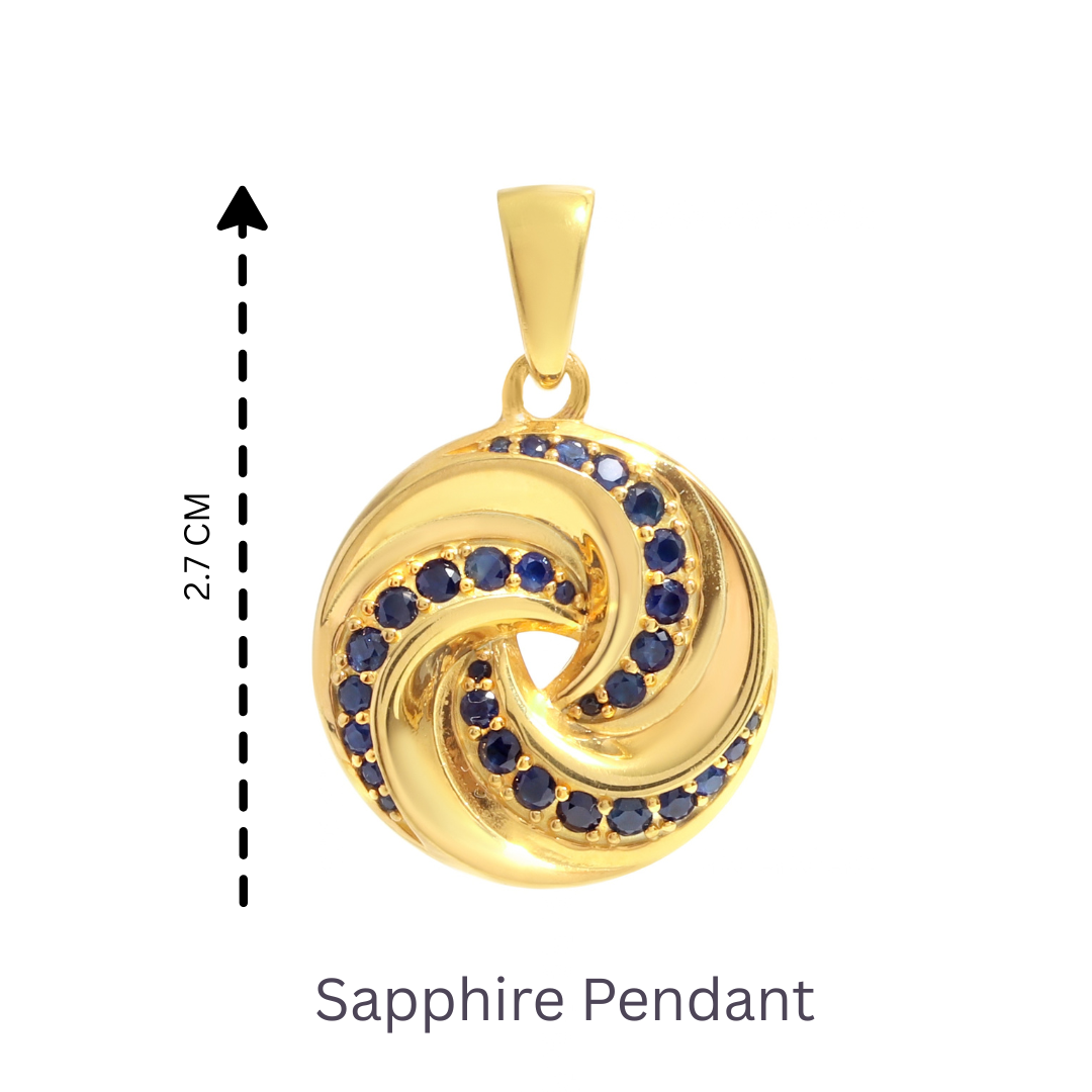 Luxury Blue Sapphire Twisted Pendant in 18K Gold-Plated Sterling Silver