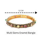Elegant black and gold enamel gemstone bracelet for women