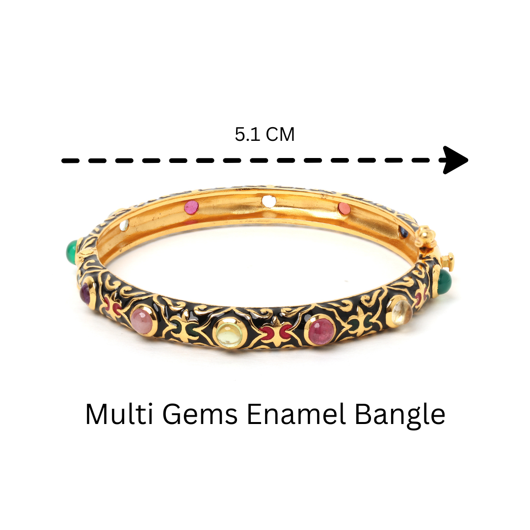 Elegant black and gold enamel gemstone bracelet for women