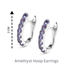 Natural Amethyst Hoop Earrings in 925 Sterling Silver