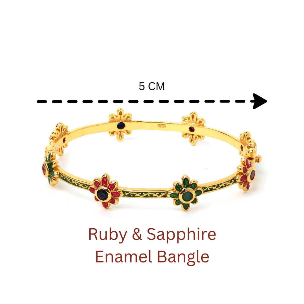Elegant floral gemstone bangle with gold plated finish