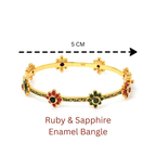 Elegant floral gemstone bangle with gold plated finish