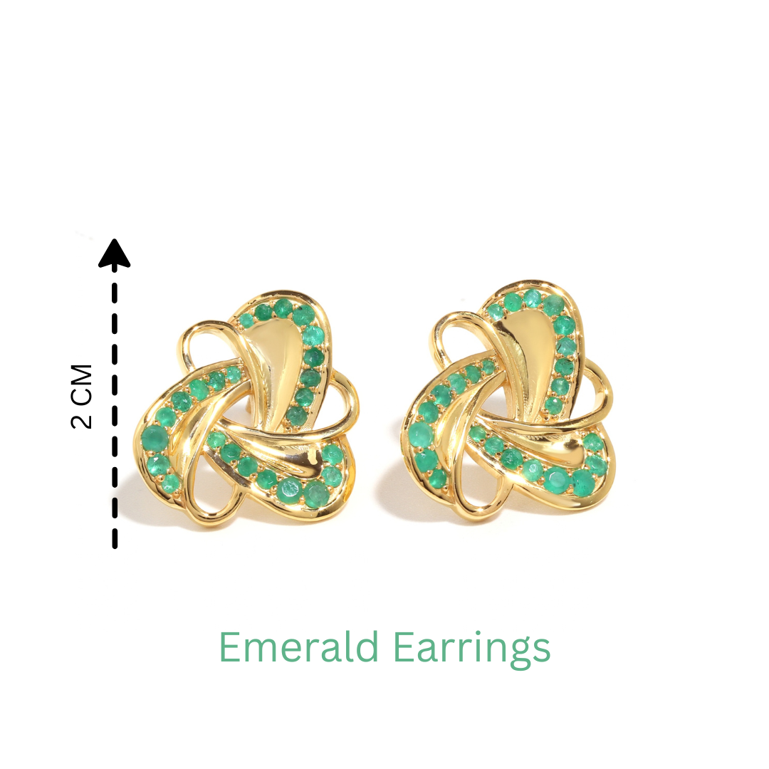Emerald Statement Stud Earrings in 18K Gold-Plated Sterling Silver