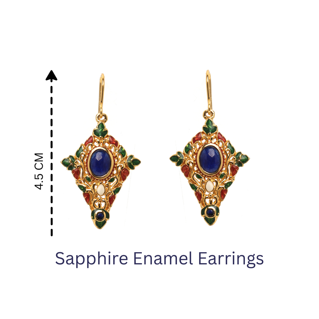 Gold plated sterling silver earrings featuring natural sapphire gemstones