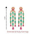 Emerald & Ruby Statement Dangle Earrings in 18K Gold-Plated Sterling Silver