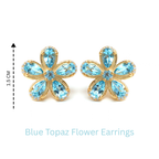 Blue Topaz & White Sapphire Halo Stud Earrings in 18K Gold-Plated Sterling Silver