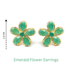 Emerald & White Sapphire Halo Stud Earrings in 18K Gold-Plated Sterling Silver