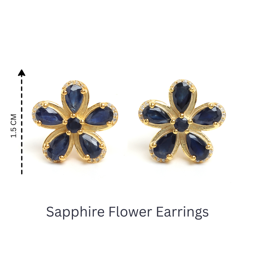 Blue Sapphire & White Sapphire Halo Stud Earrings in 18K Gold-Plated Sterling Silver