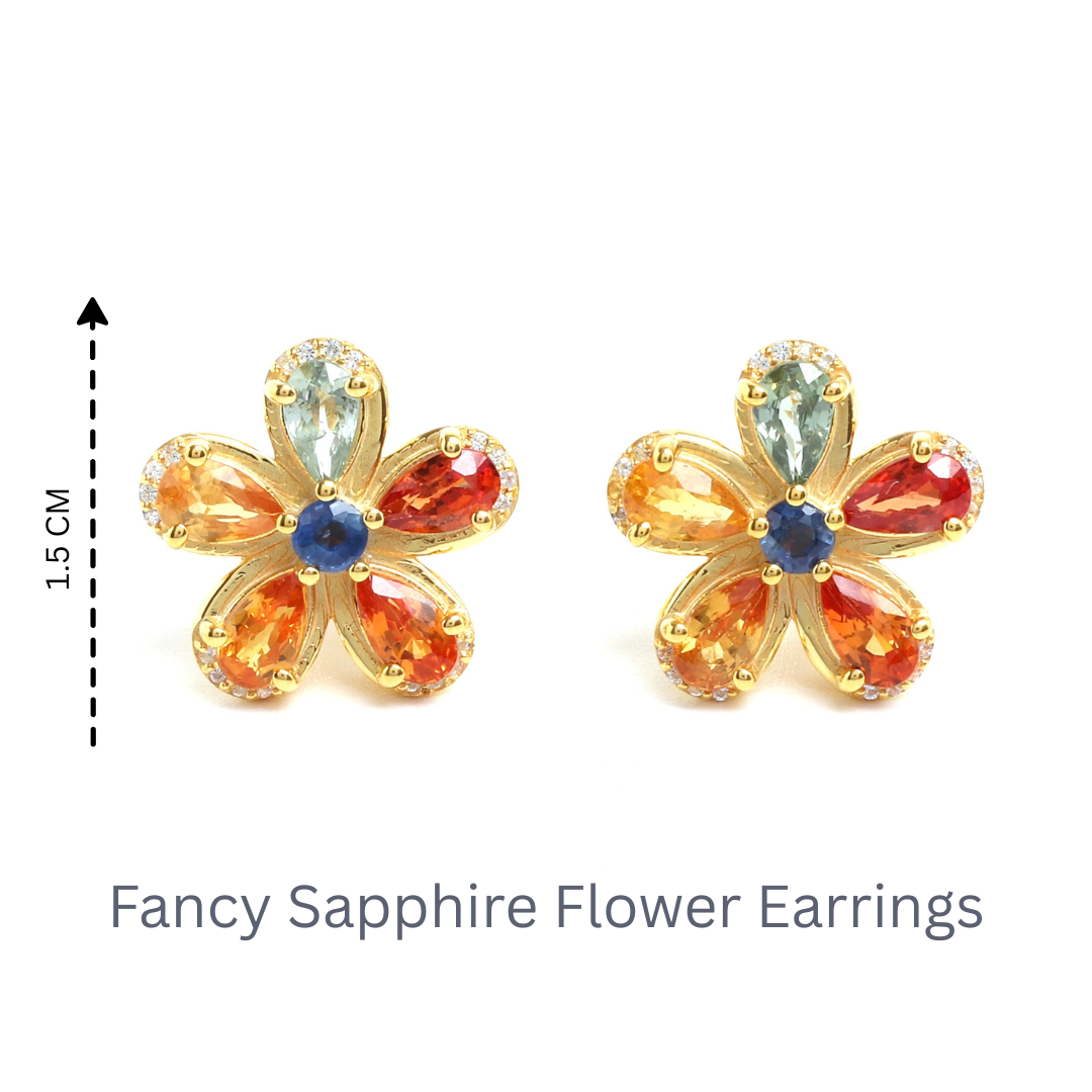 Rainbow Sapphire & White Sapphire Halo Stud Earrings in 18K Gold-Plated Sterling Silver