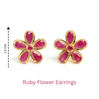 Ruby & White Sapphire Halo Stud Earrings in 18K Gold-Plated Sterling Silver