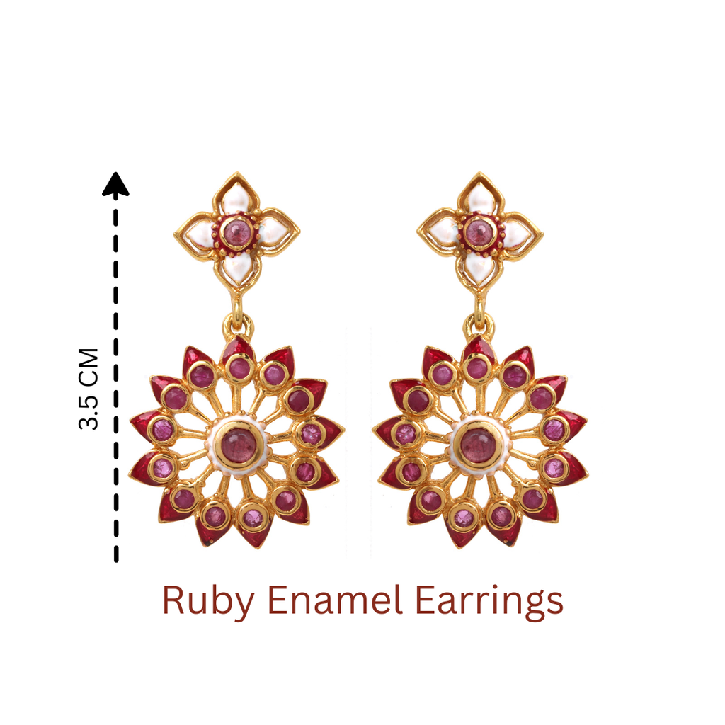 Gold plated sterling silver earrings featuring natural ruby gemstones