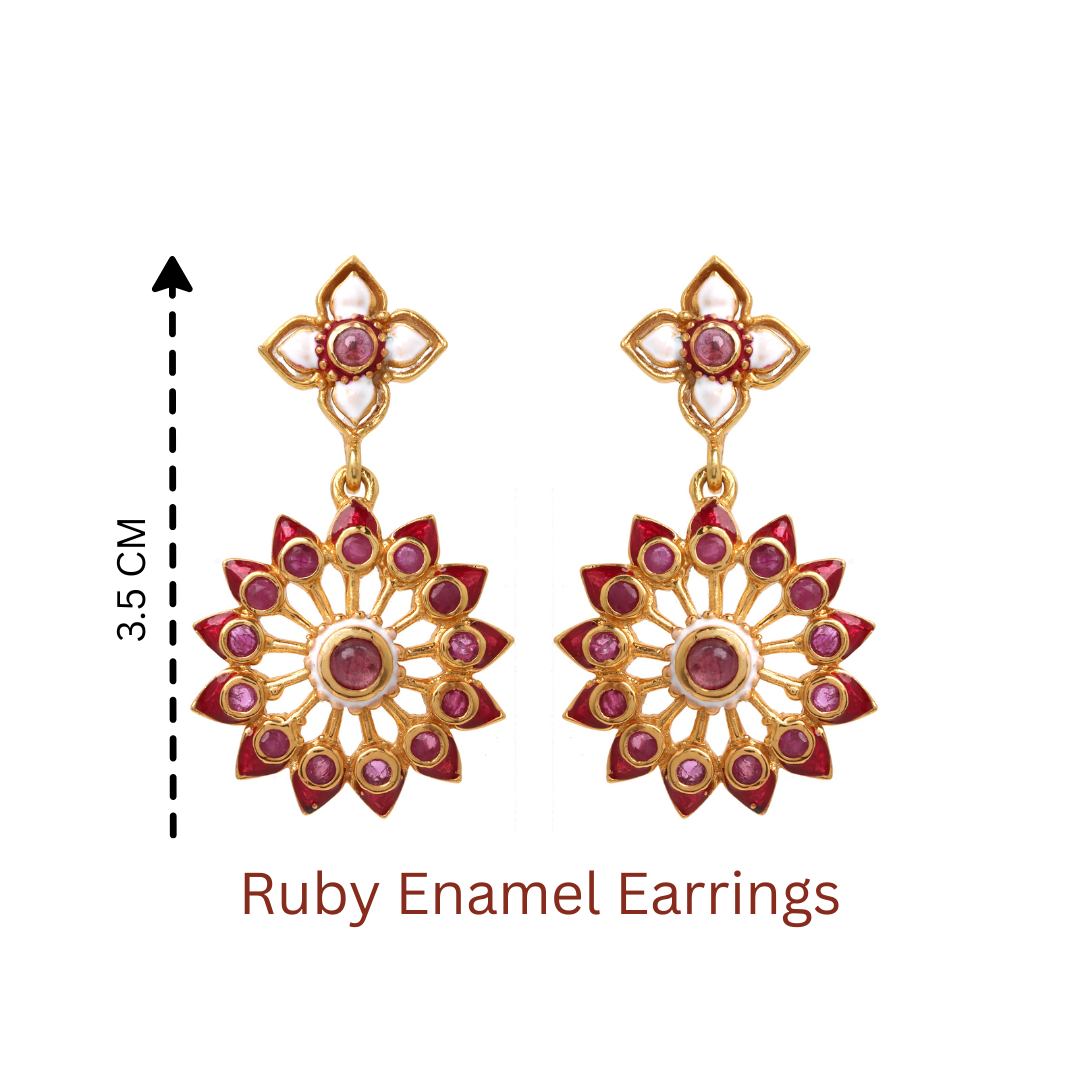 Gold plated sterling silver earrings featuring natural ruby gemstones